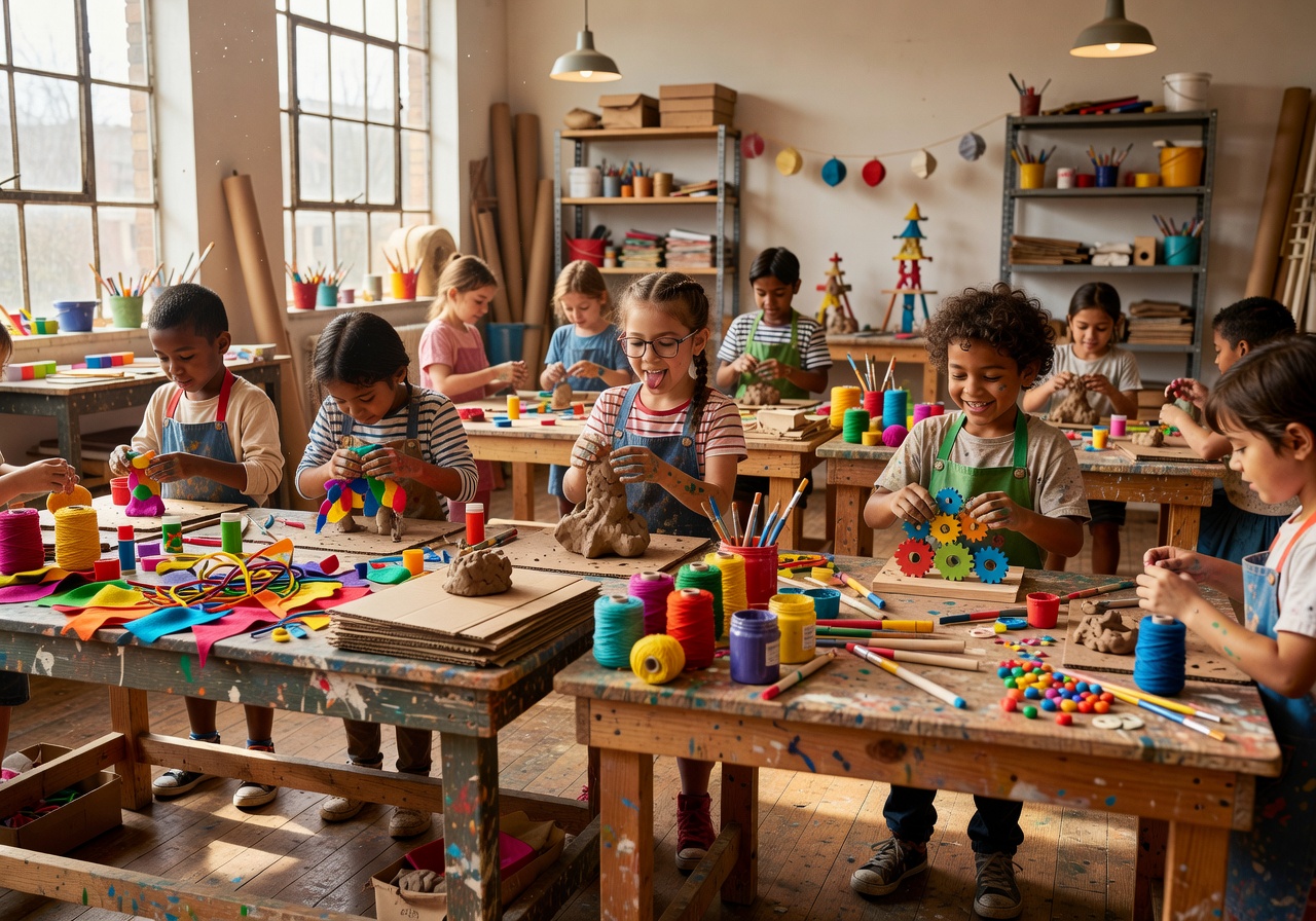 Children engaged in hands-on creative workshop at FunTinkerRipple
