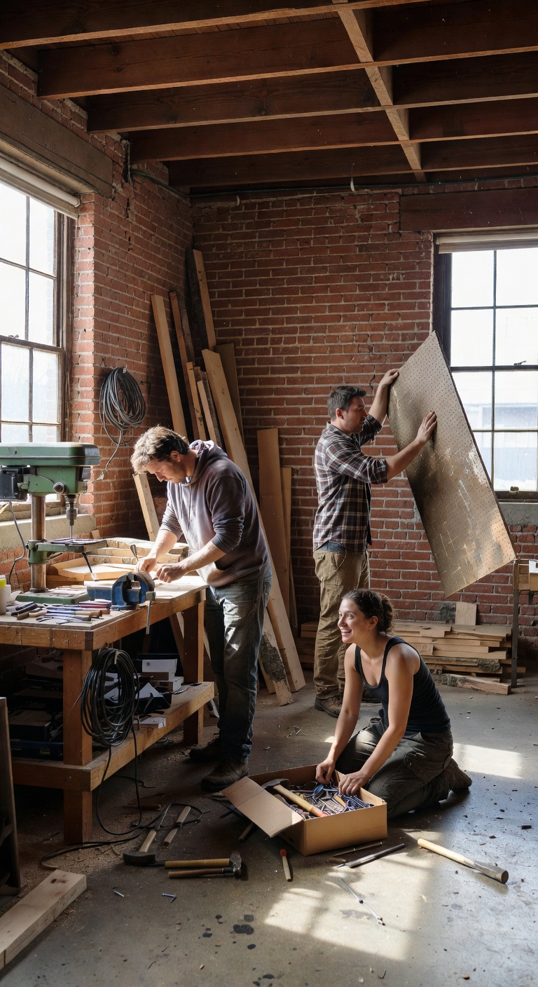 FunTinkerRipple founders setting up the original studio workshop space in Portland